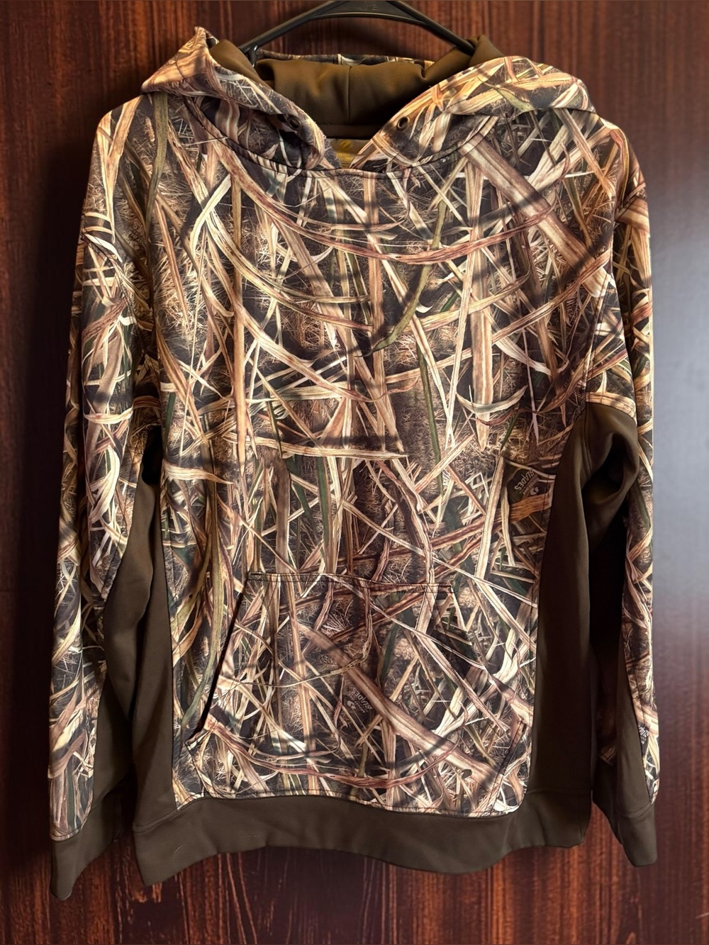 Drake Waterfowl Back Eddy Embossed Camo Hoodie Mossy Oak Shadow Grass